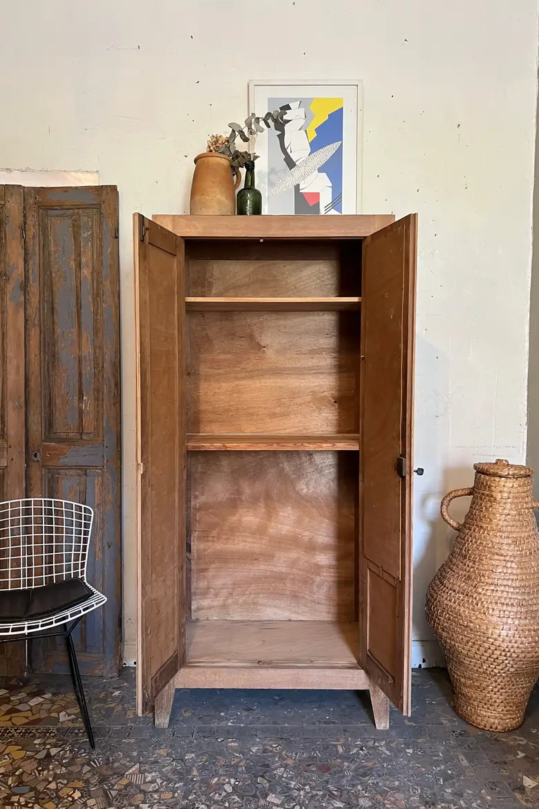 Armoire parisienne vitrée en chêne Années 50