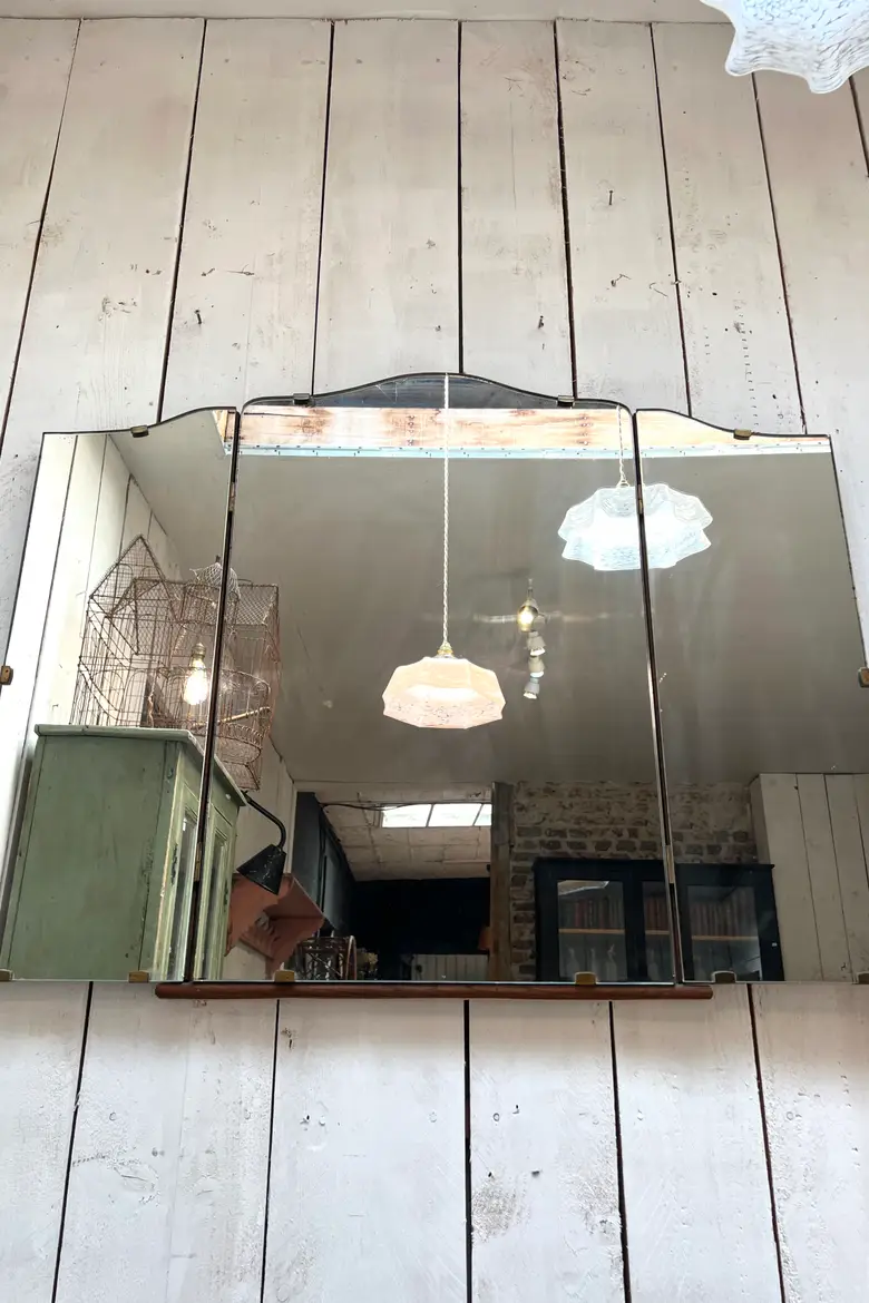 Ancien miroir tryptique vintage Art Déco 1930