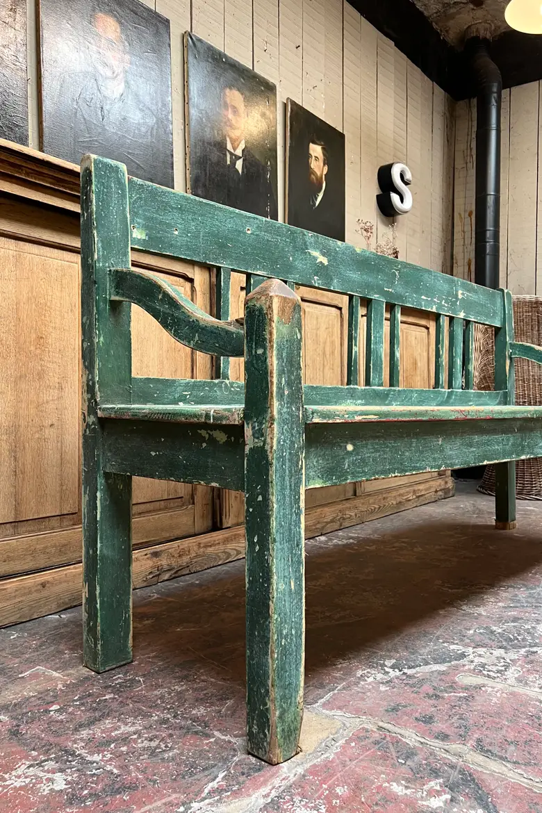Ancien banc en bois patiné XXème