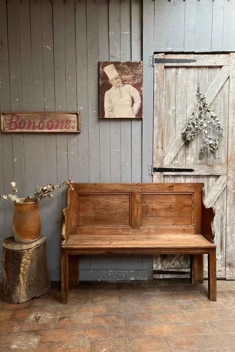 Banc art populaire en sapin Début XXème