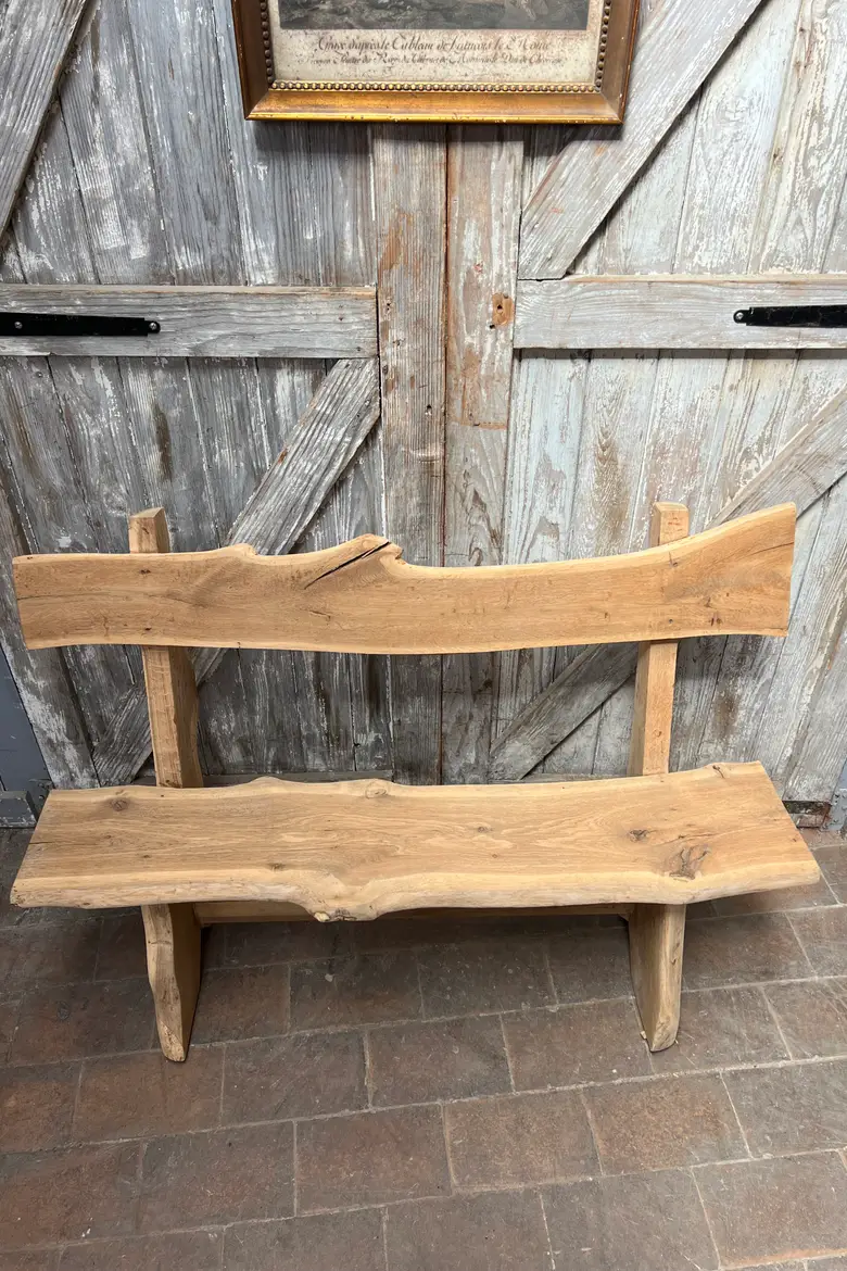 Banc brutaliste en chêne, années 50