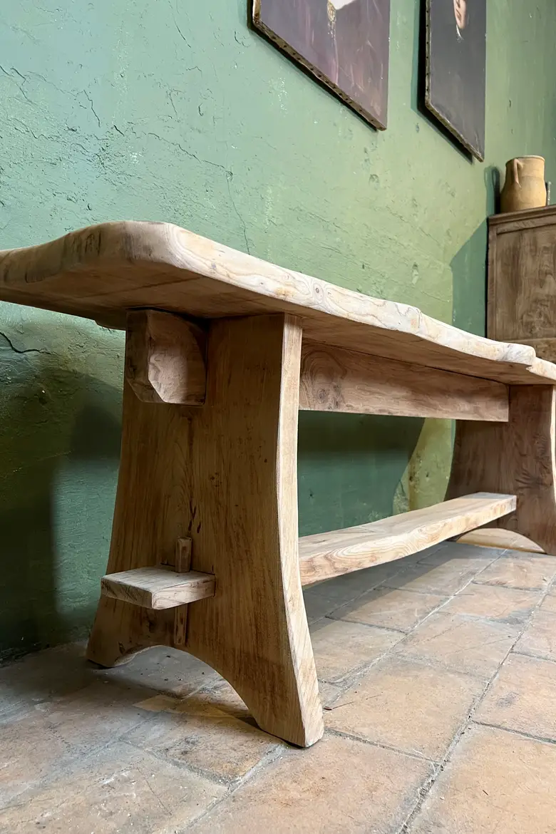 Banc brutaliste en orme Années 60