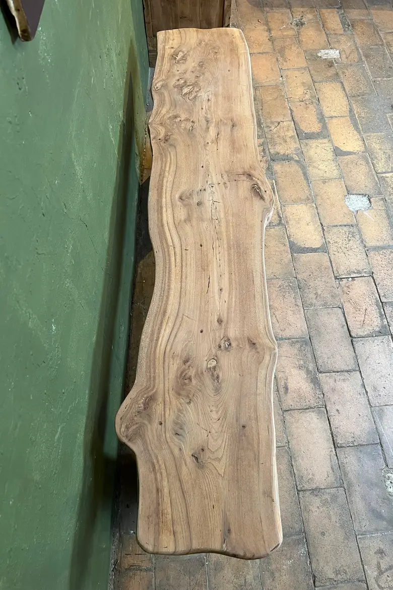 Banc brutaliste en orme Années 60