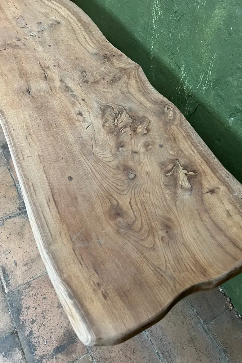 Banc brutaliste en orme Années 60