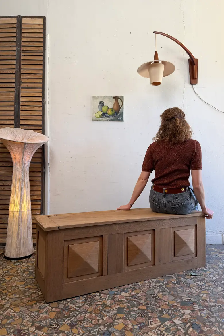 Banc coffre en chêne début 20ème