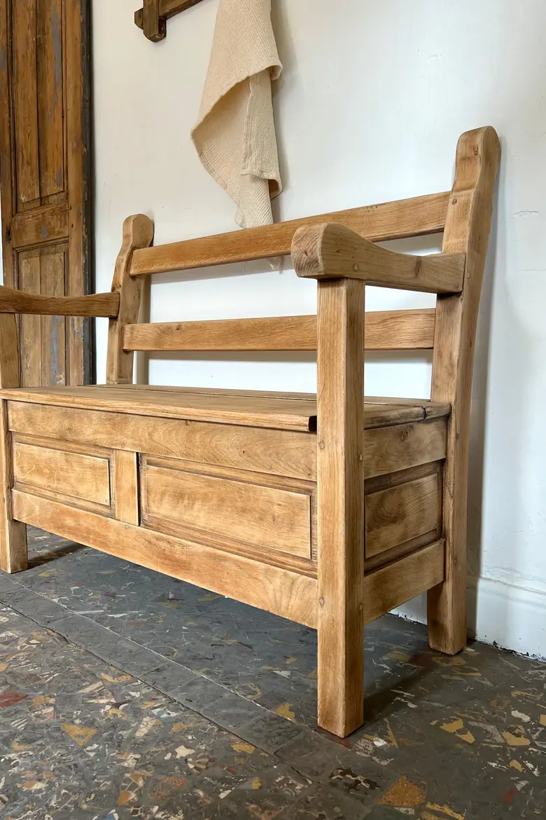 Banc coffre en chêne Début XXème