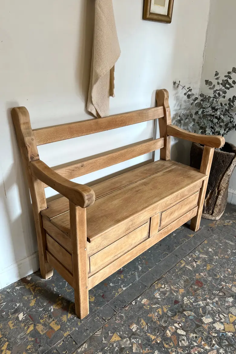 Banc coffre en chêne Début XXème