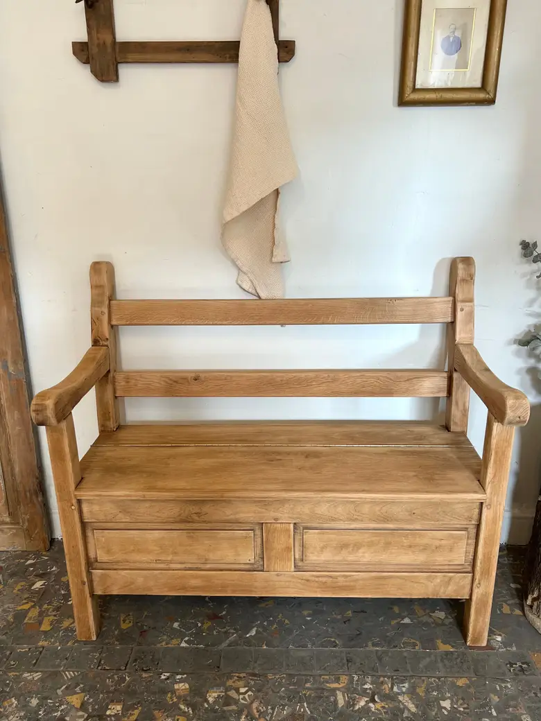 Banc coffre en chêne Début XXème