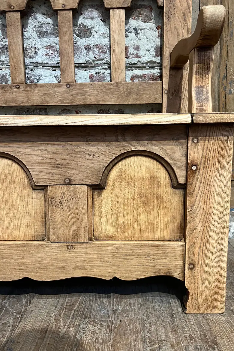 Banc coffre rustique en chêne Début XXème