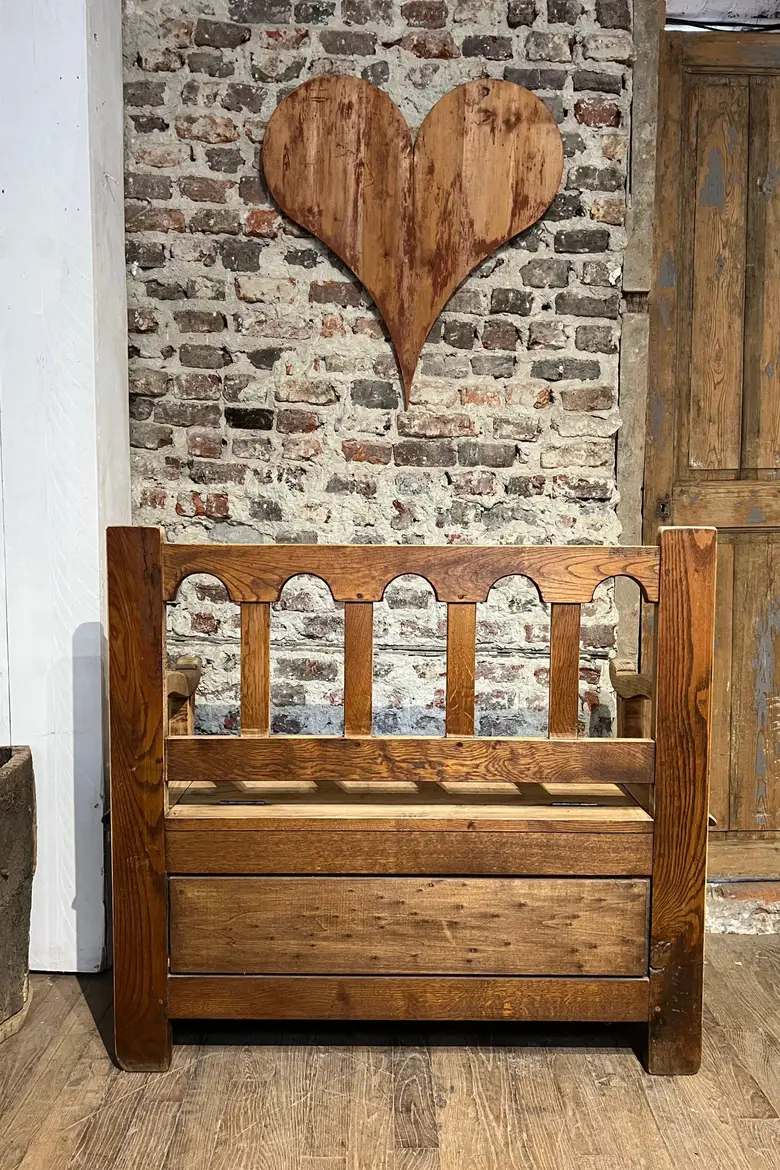 Banc coffre rustique en chêne Début XXème