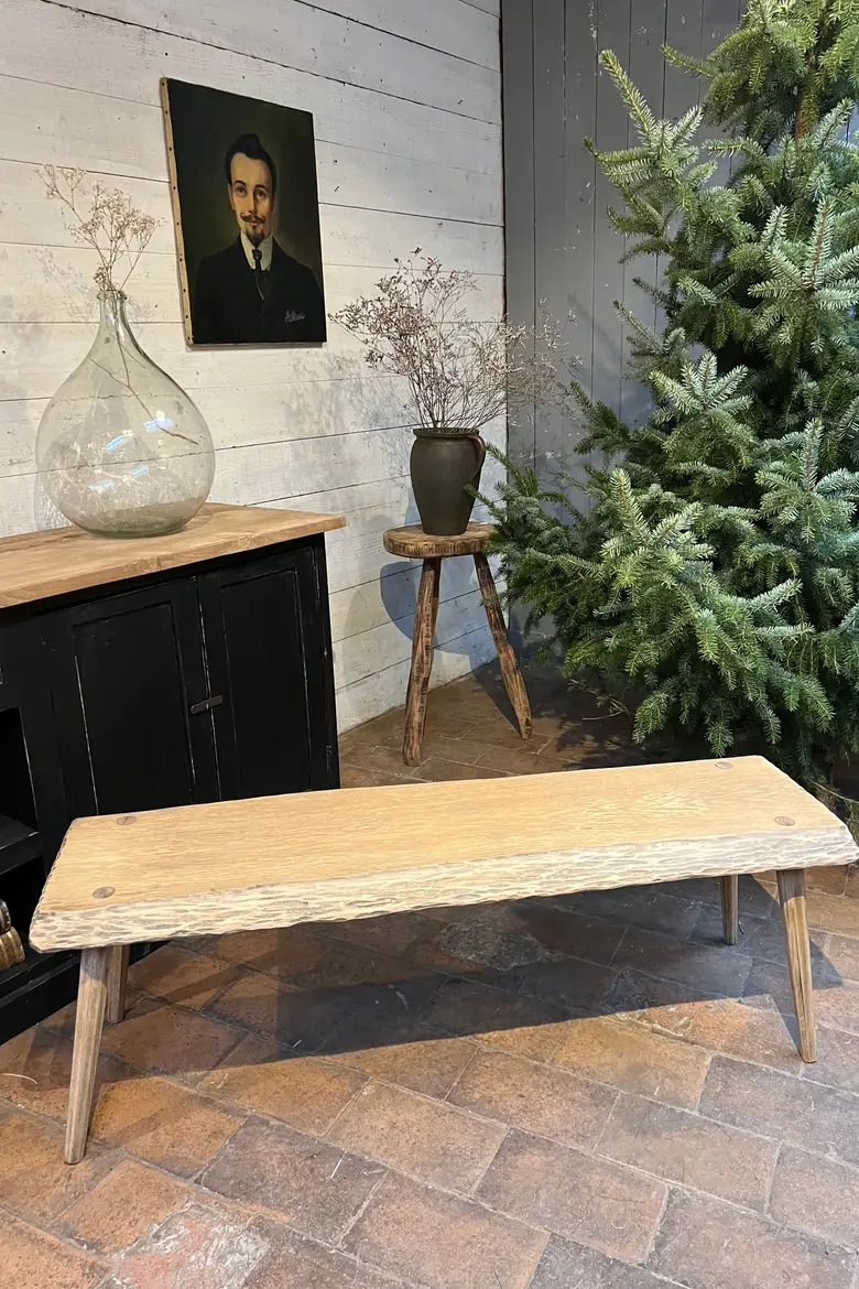 Banc primitif en bois Années 50