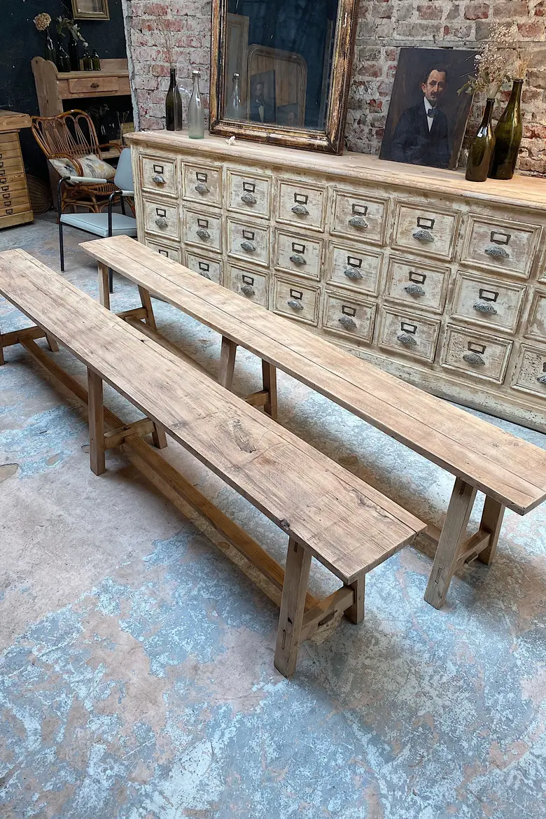 Bancs de ferme en chêne Début XXème
