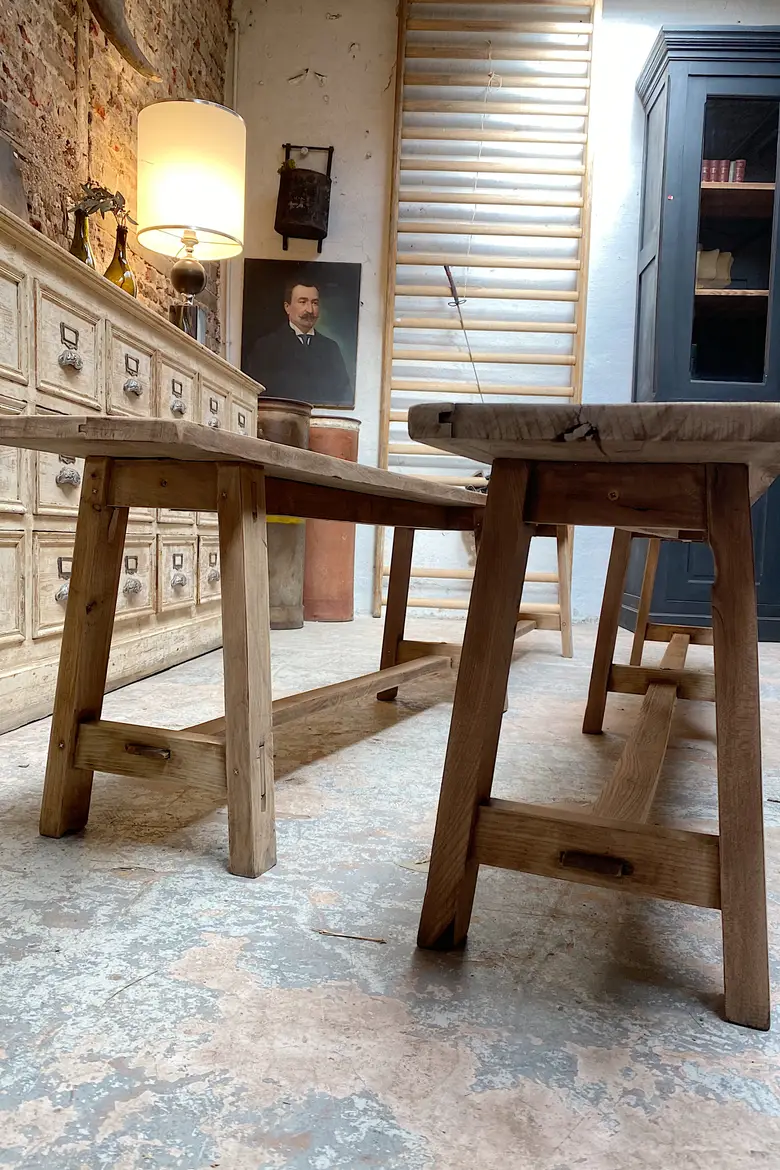 Bancs de ferme en chêne Début XXème
