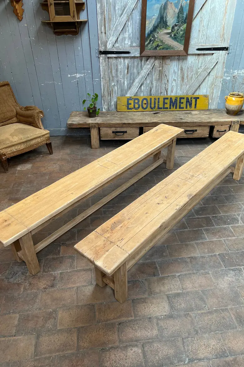 Bancs en chêne brut Années 60