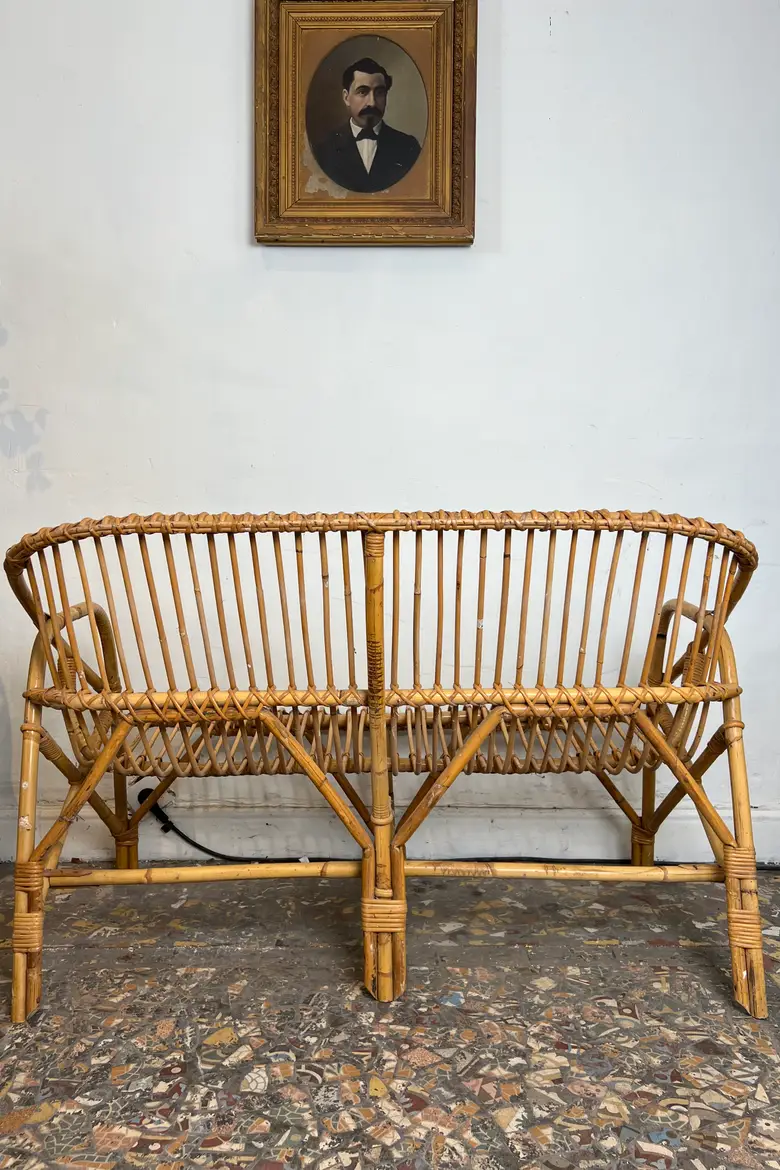 Banquette en rotin vintage
