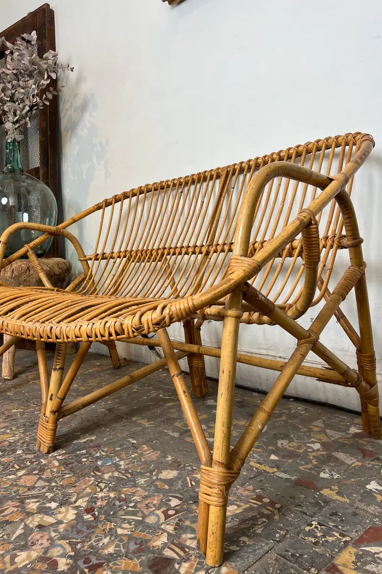 Banquette en rotin vintage