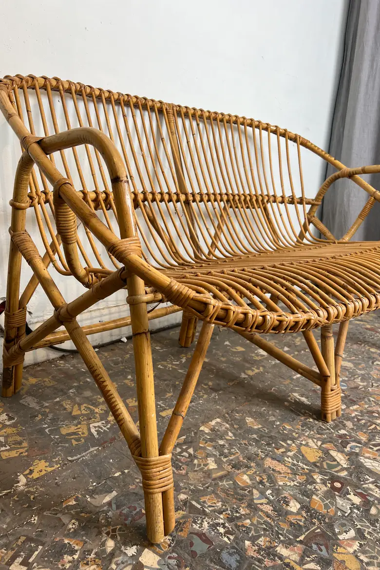 Banquette en rotin vintage