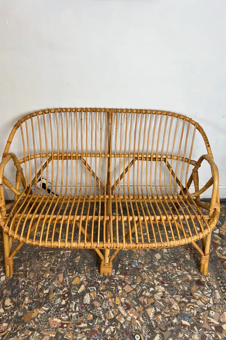 Banquette en rotin vintage
