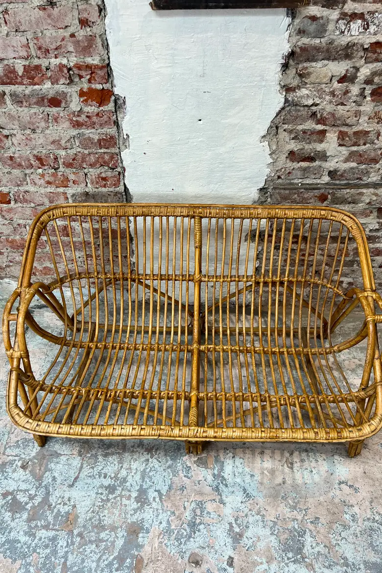 Banquette en rotin vintage Années 60