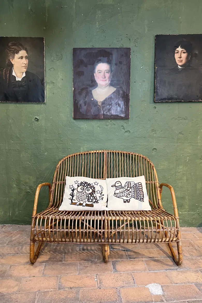 Banquette en rotin vintage Années 60