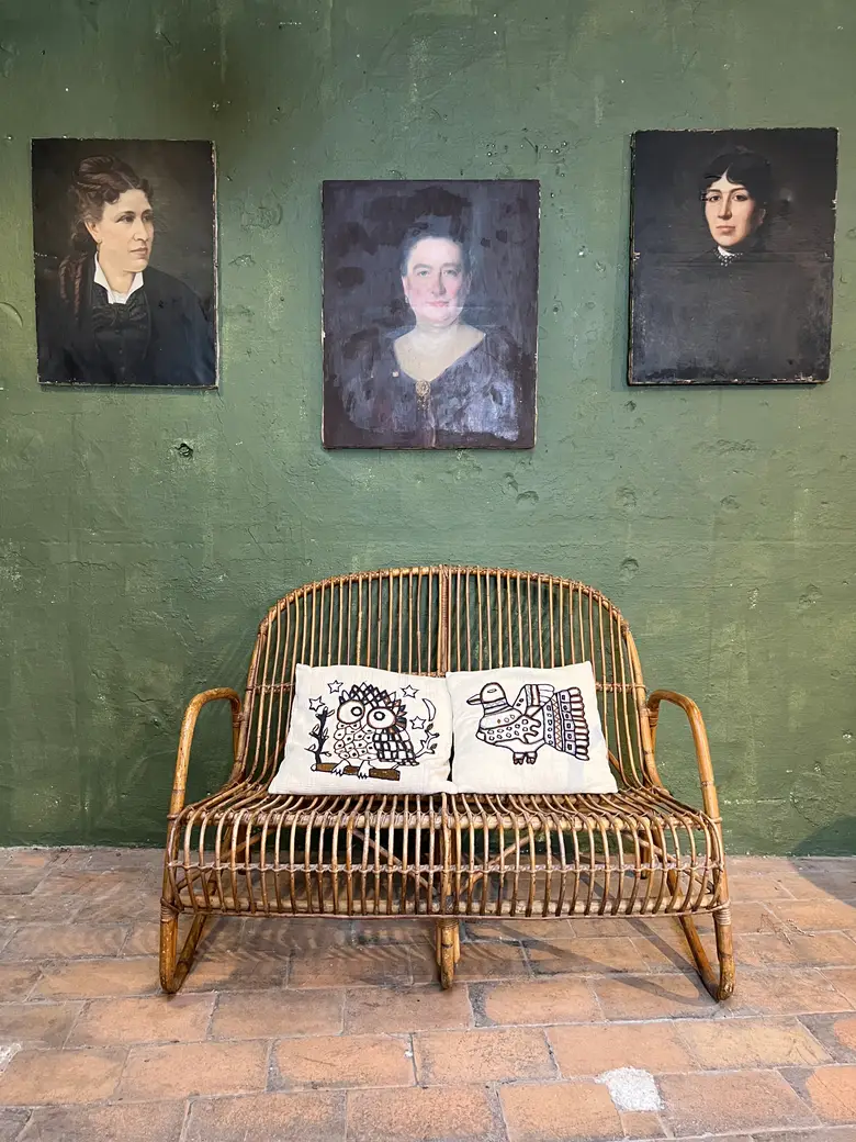 Banquette en rotin vintage Années 60