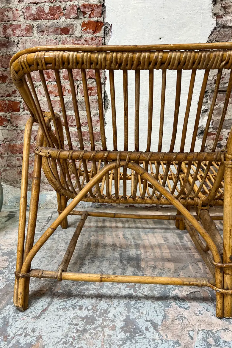 Banquette en rotin vintage Années 60