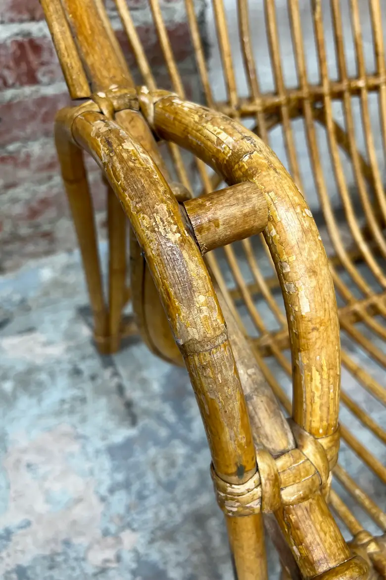 Banquette en rotin vintage Années 60