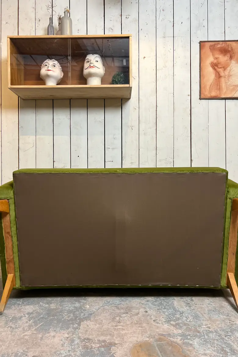Banquette en velours années 60