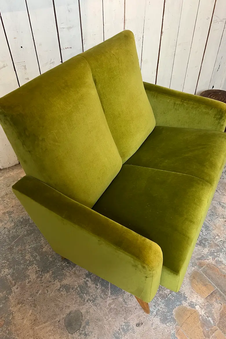 Banquette en velours années 60