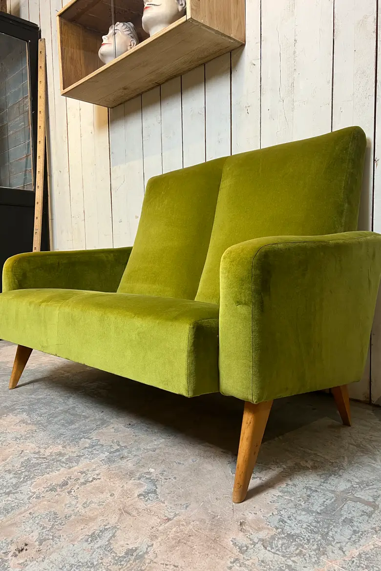 Banquette en velours années 60