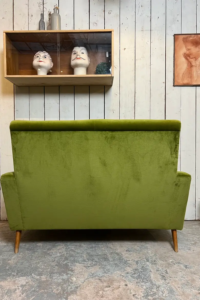 Banquette en velours années 60