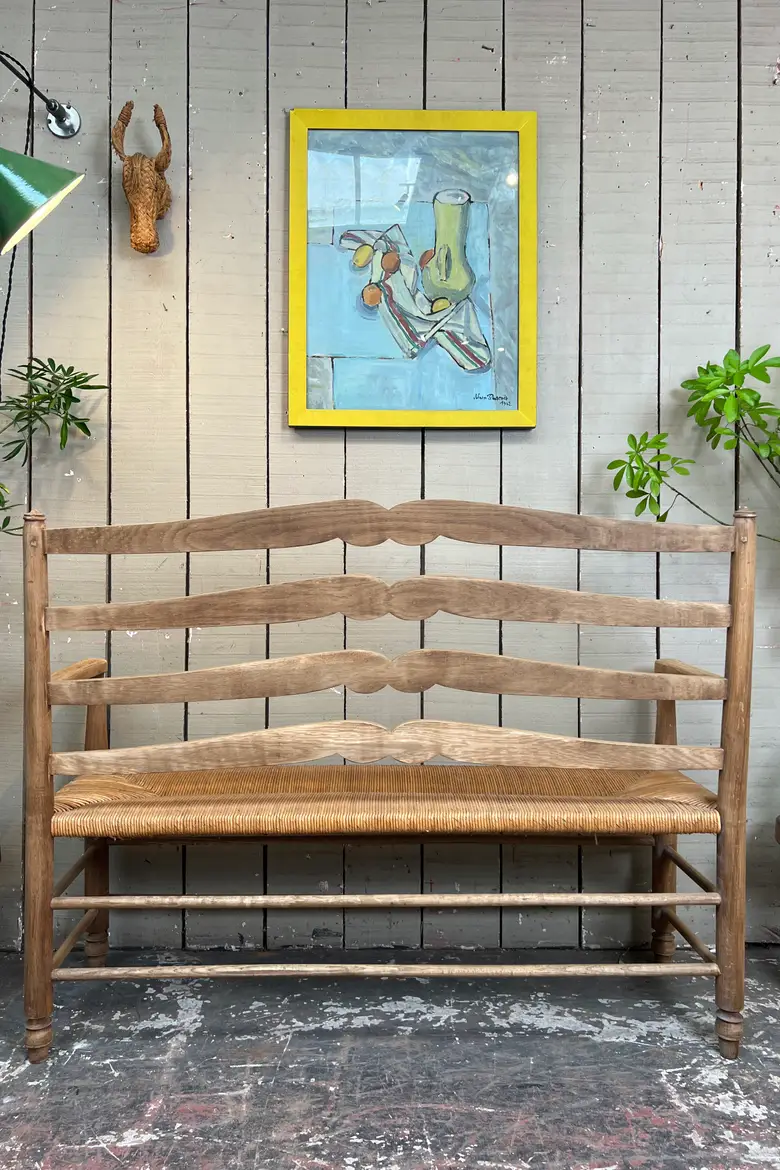 Banquette provençale en chêne et paille