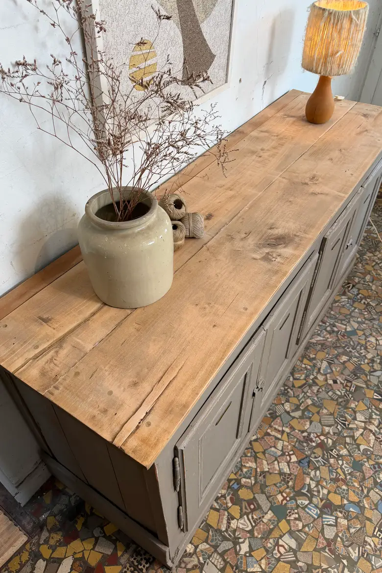 Buffet de campagne peint gris – fin XIXᵉ