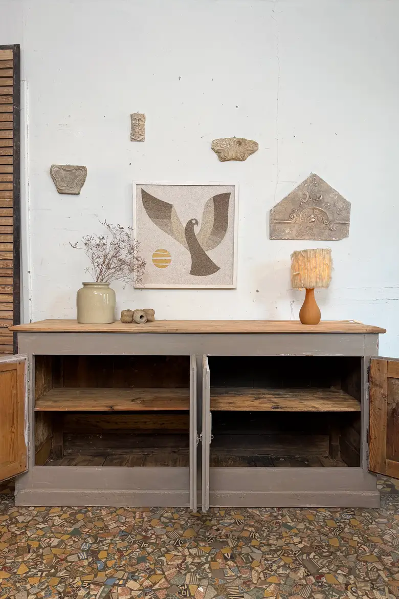 Buffet de campagne peint gris – fin XIXᵉ