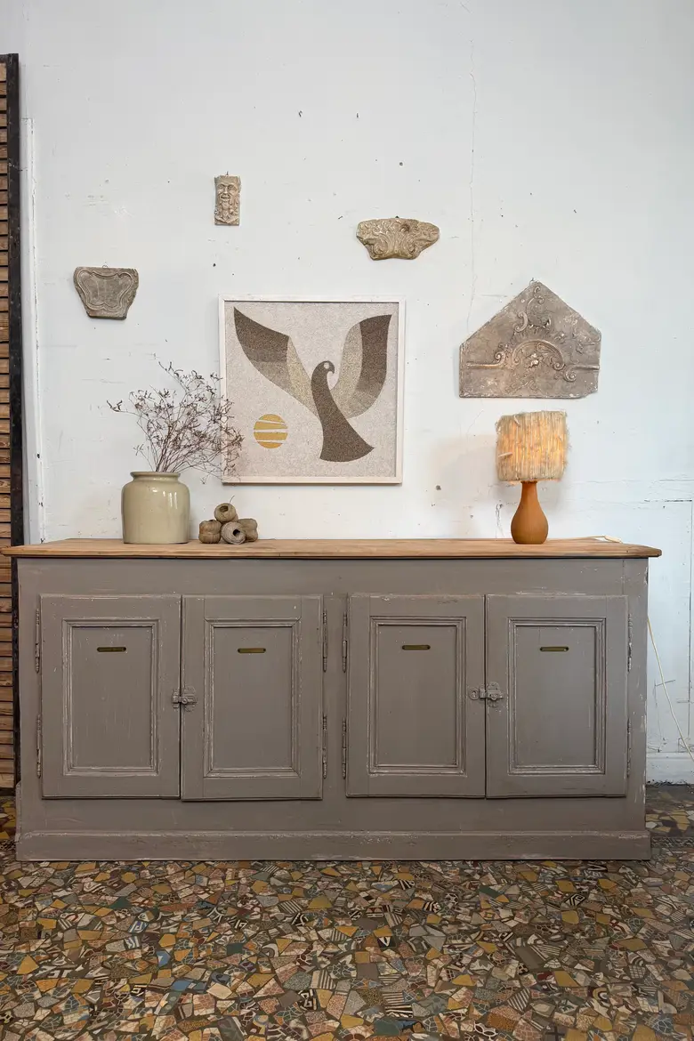 Buffet de campagne peint gris – fin XIXᵉ