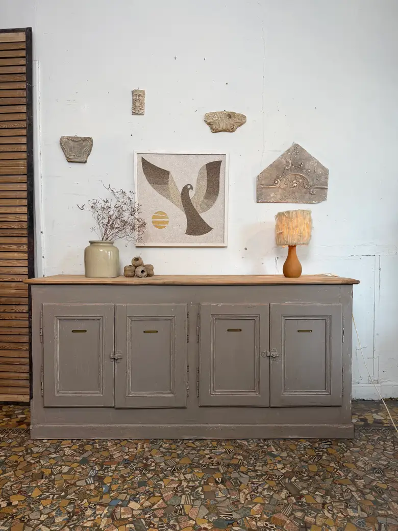 Buffet de campagne peint gris – fin XIXᵉ — Buffet de campagne peint gris – fin XIXᵉ