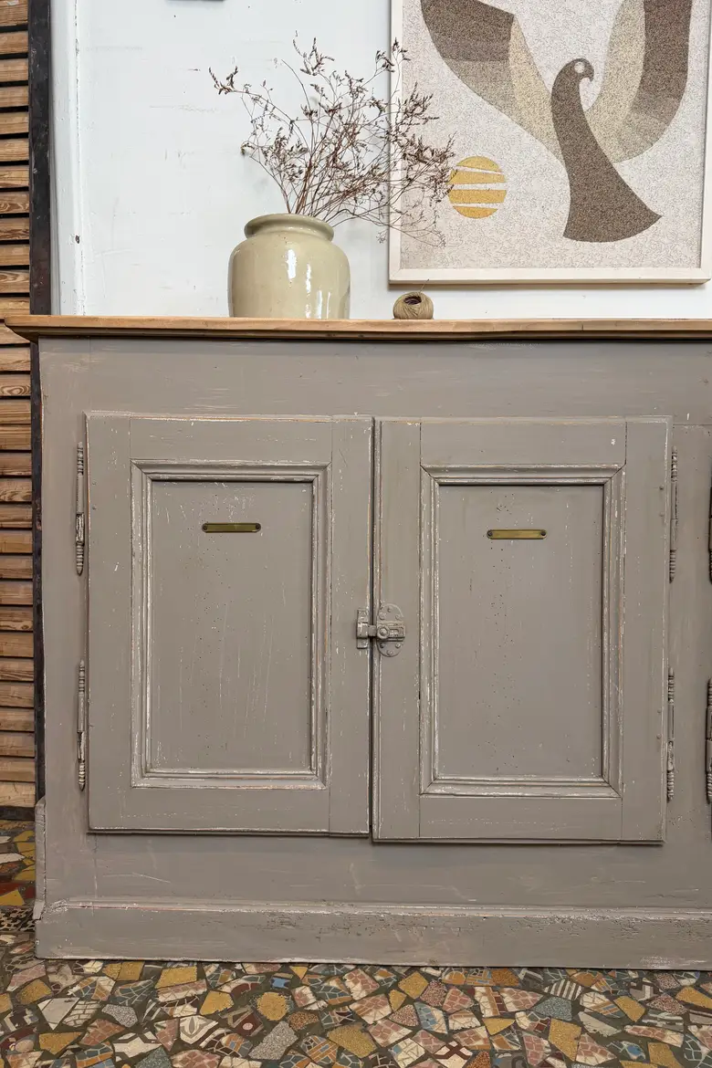 Buffet de campagne peint gris – fin XIXᵉ
