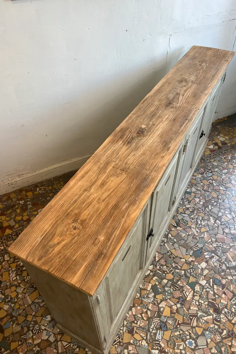 Buffet enfilade patiné vert – années 80