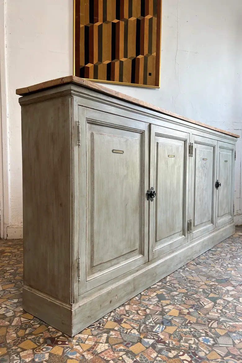 Buffet enfilade patiné vert – années 80