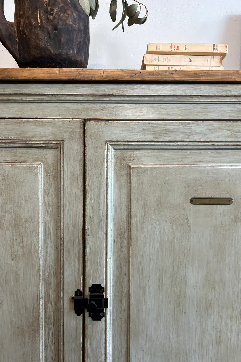Buffet enfilade patiné vert – années 80