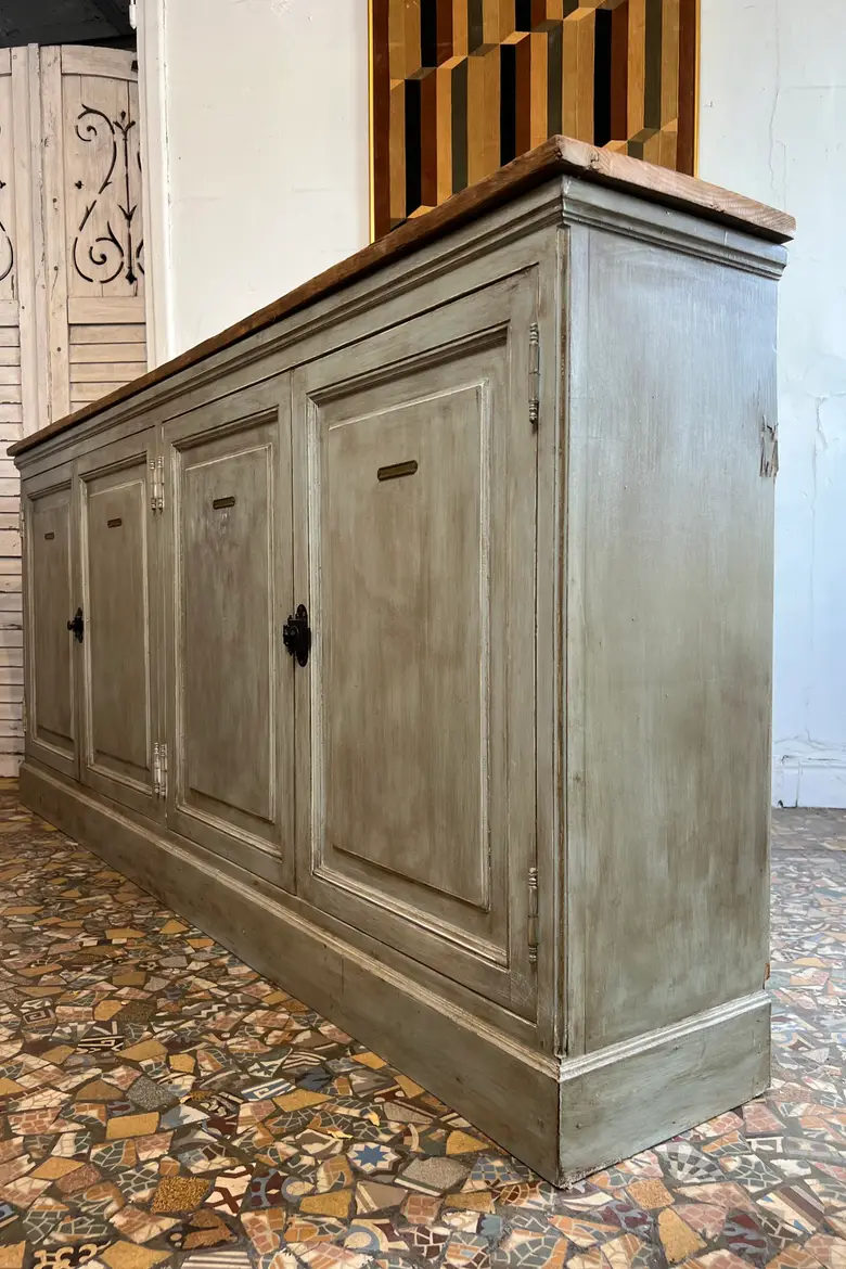 Buffet enfilade patiné vert – années 80