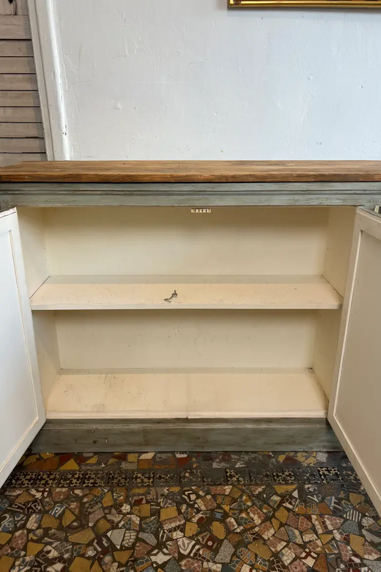 Buffet enfilade patiné vert – années 80