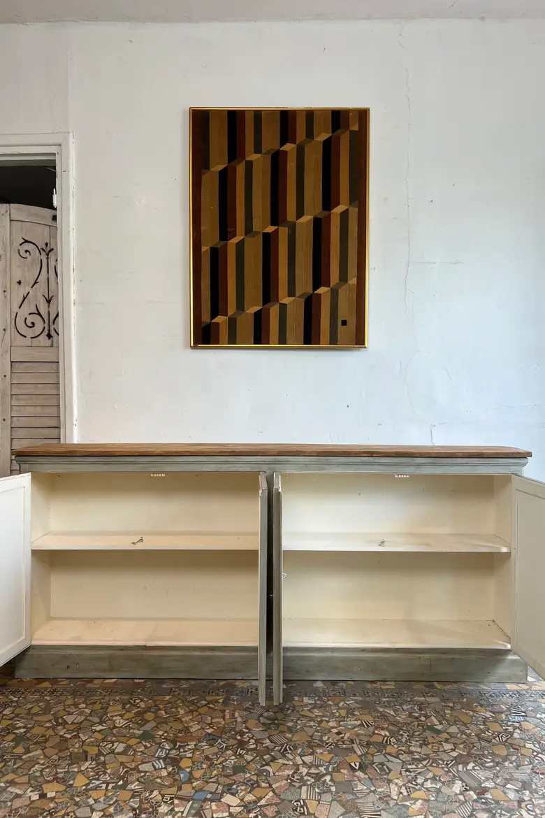 Buffet enfilade patiné vert – années 80