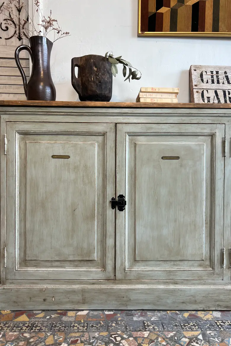 Buffet enfilade patiné vert – années 80