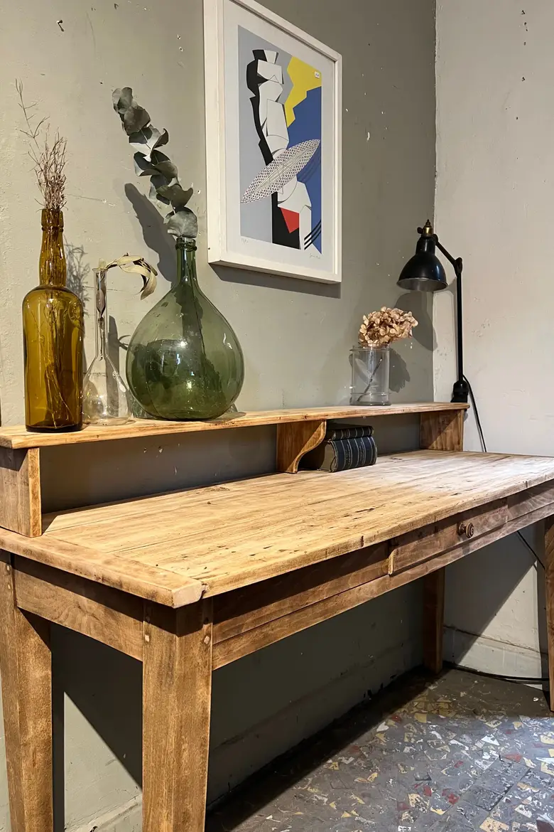 Bureau console en peuplier Début XXème