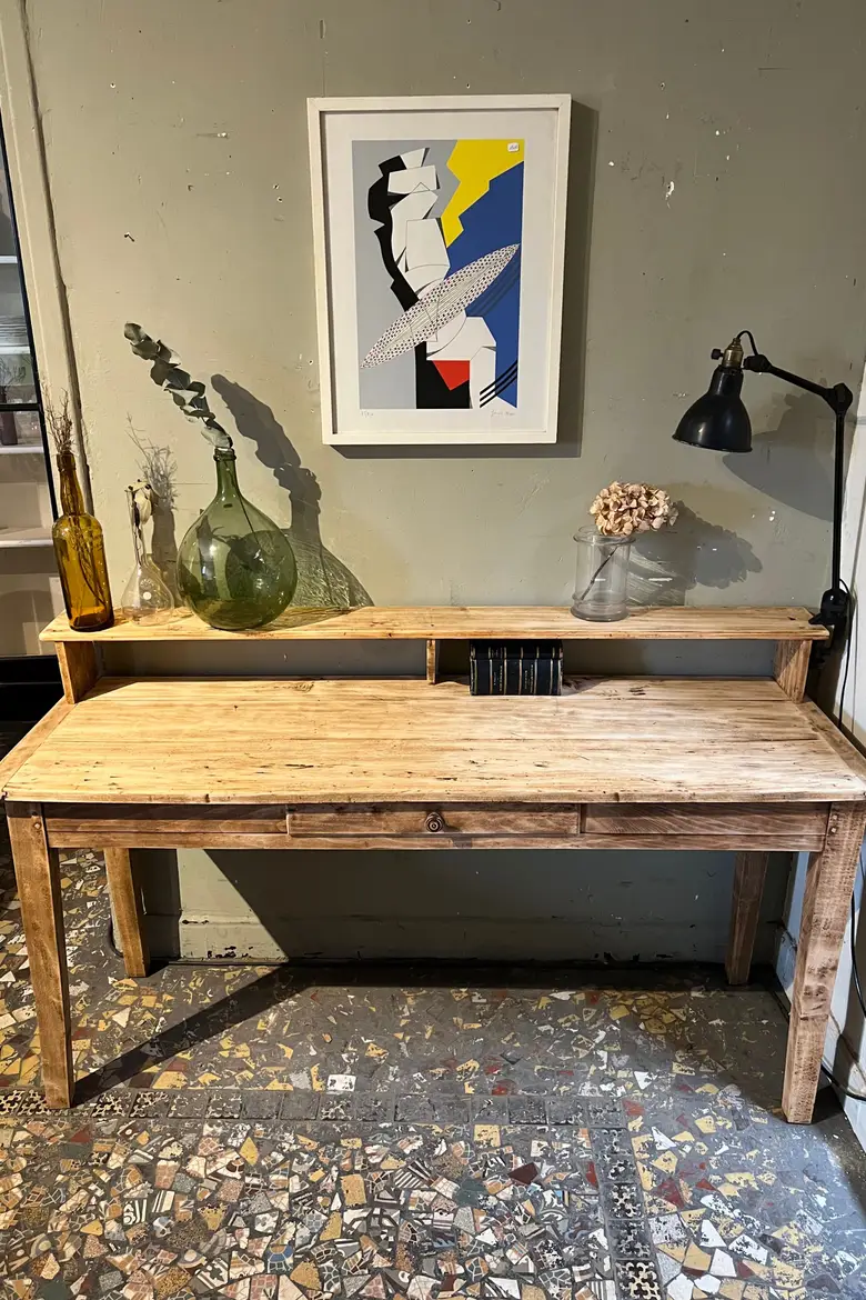 Bureau console en peuplier Début XXème