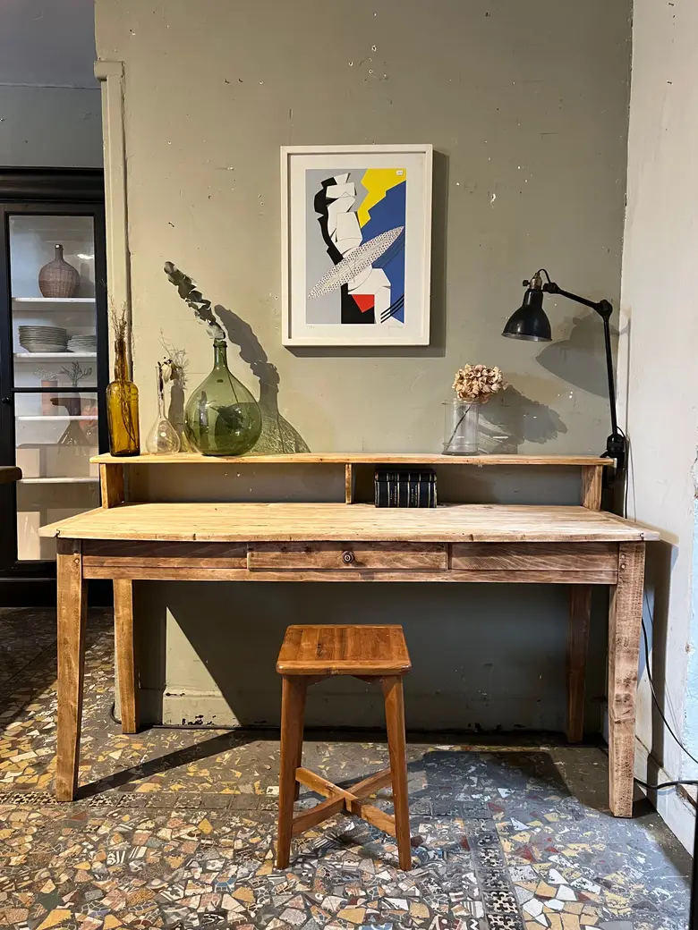Bureau console en peuplier Début XXème