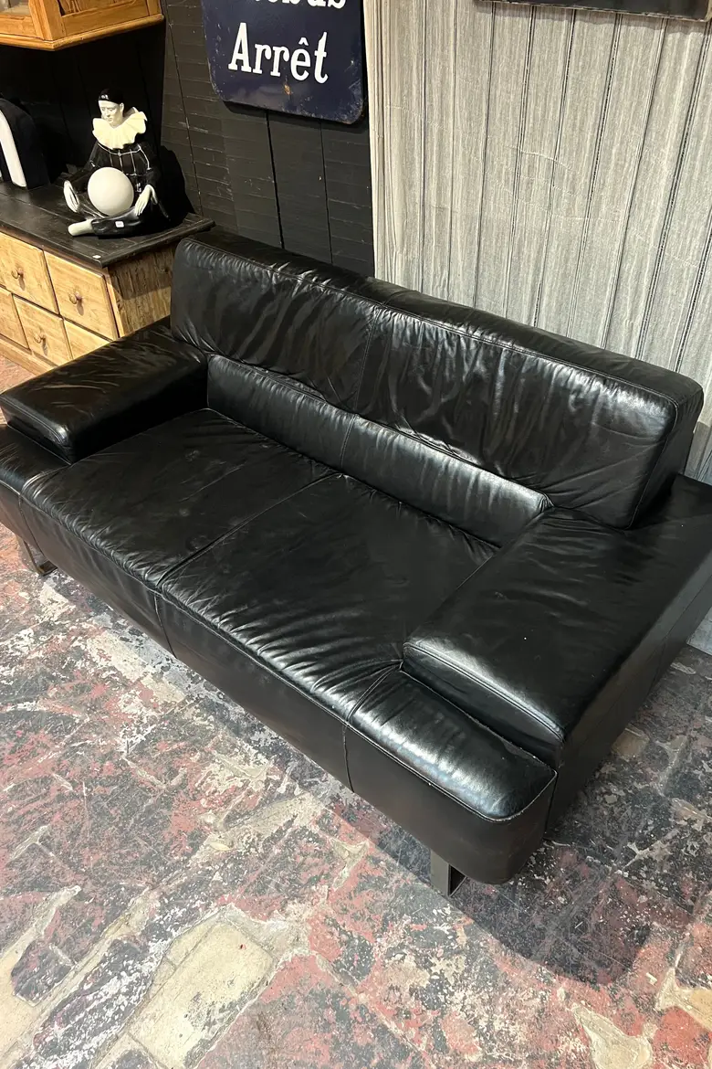 Canapé en cuir 2 places Années 80