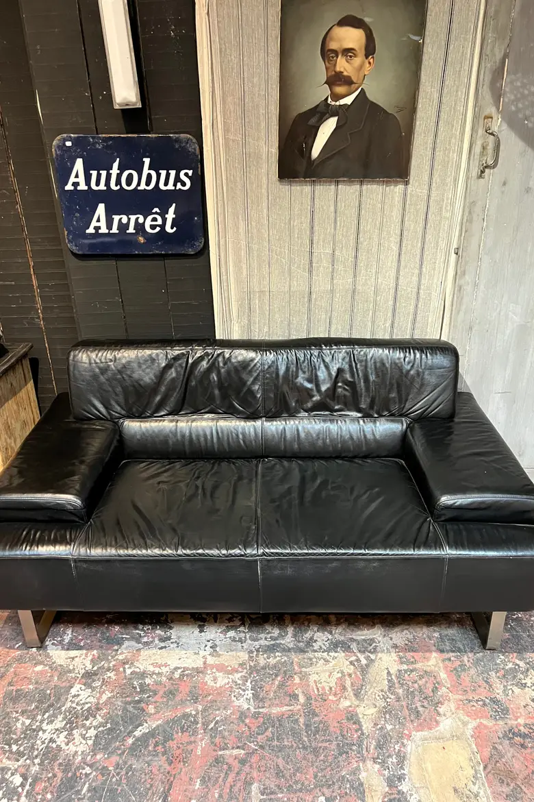 Canapé en cuir 2 places Années 80