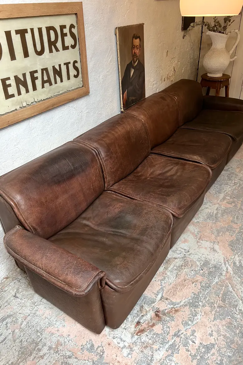 Canapé vintage DS 12 4 places par De Sede 1960